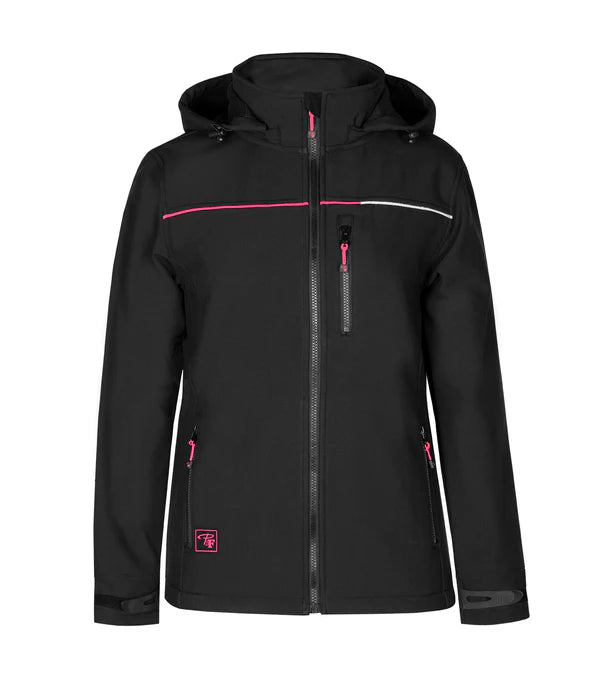 P&F PF412 Waterproof Work Softshell Jacket – Stretch Polyester Shell with Fleece Lining, Reflective Piping & All-Weather Performance Design | Sizes XS-XL