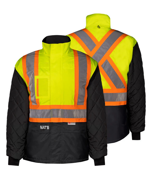 Nats NT4009 4-in-1 Waterproof Hi-Vis Parka – Durable 300D Oxford Shell with Quilted Insulation, 3M Reflective Tape & All-Season Protection | Sizes XS-5XL