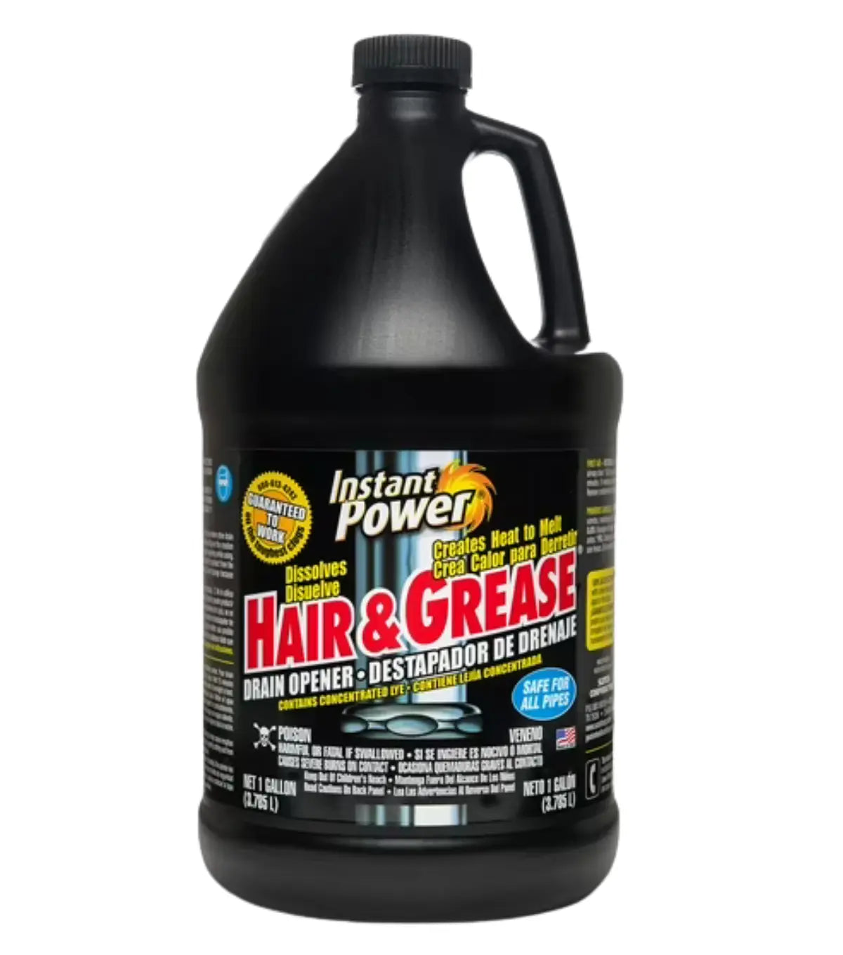 Instant Power Hair and Grease Drain Opener 1 gallon bottle front view