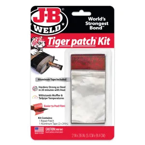 JB Weld Muffler Patch - Tiger Patch Kit: Durable, Heat-Resistant Epoxy Fiberglass Repair for Mufflers, Exhausts, High-Temp Applications, 600ºF Resist