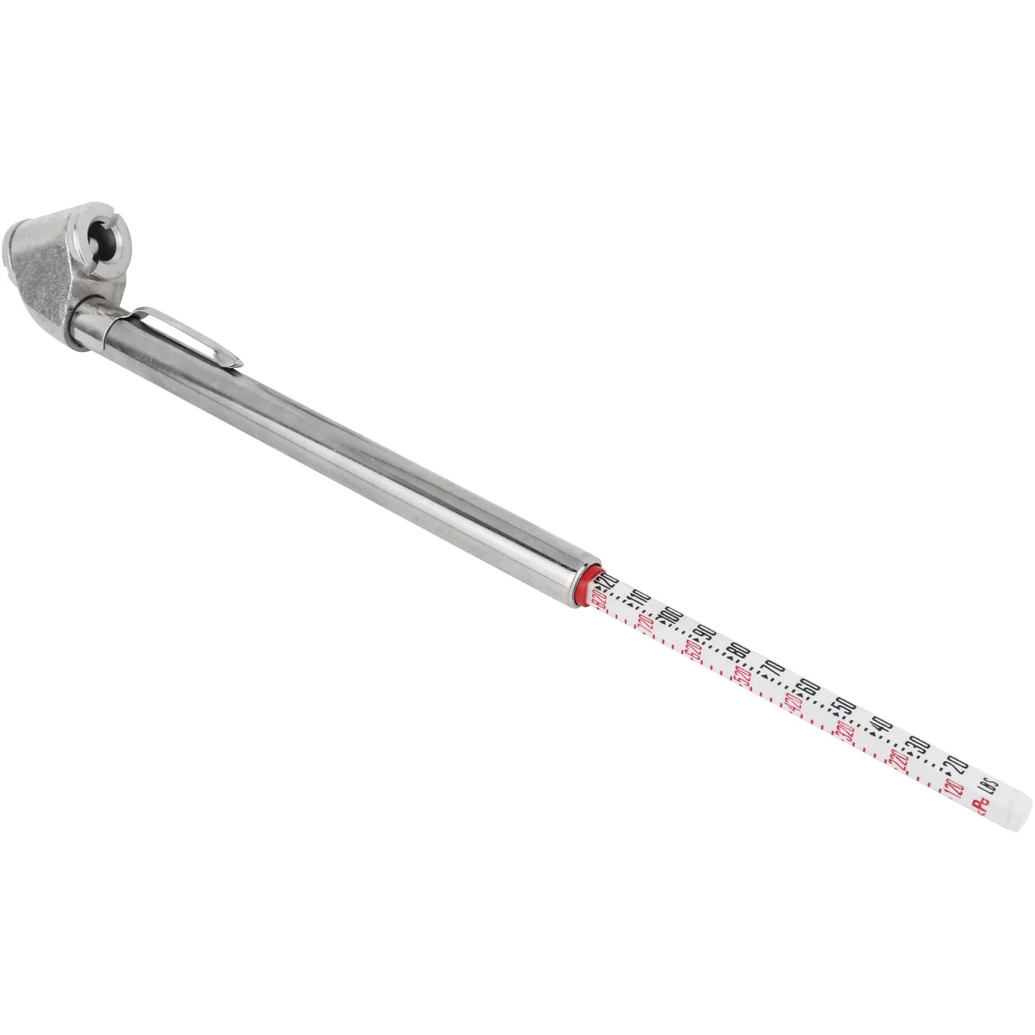 Milton Tire Pencil Pressure Gauge w/ Dual Head Air Chuck - 20-120 PSI, Nickel-Plated Brass, Accurate, No Batteries Needed, Pocket Clip, ANSI Certified