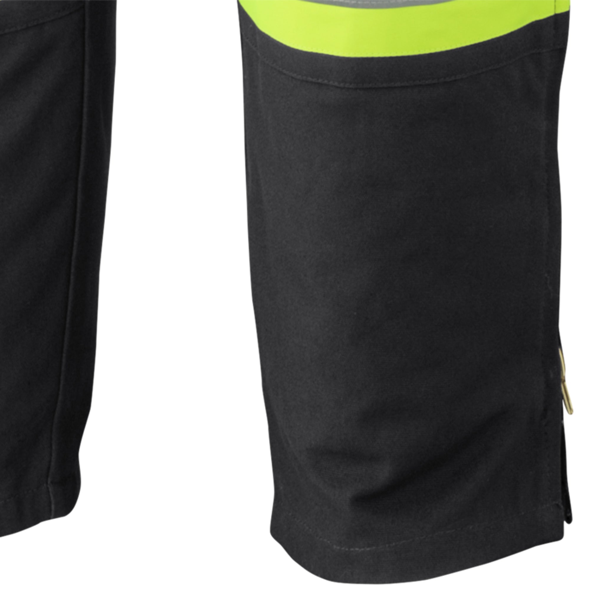 Pioneer black hi vis bib overalls durable leg hem detail