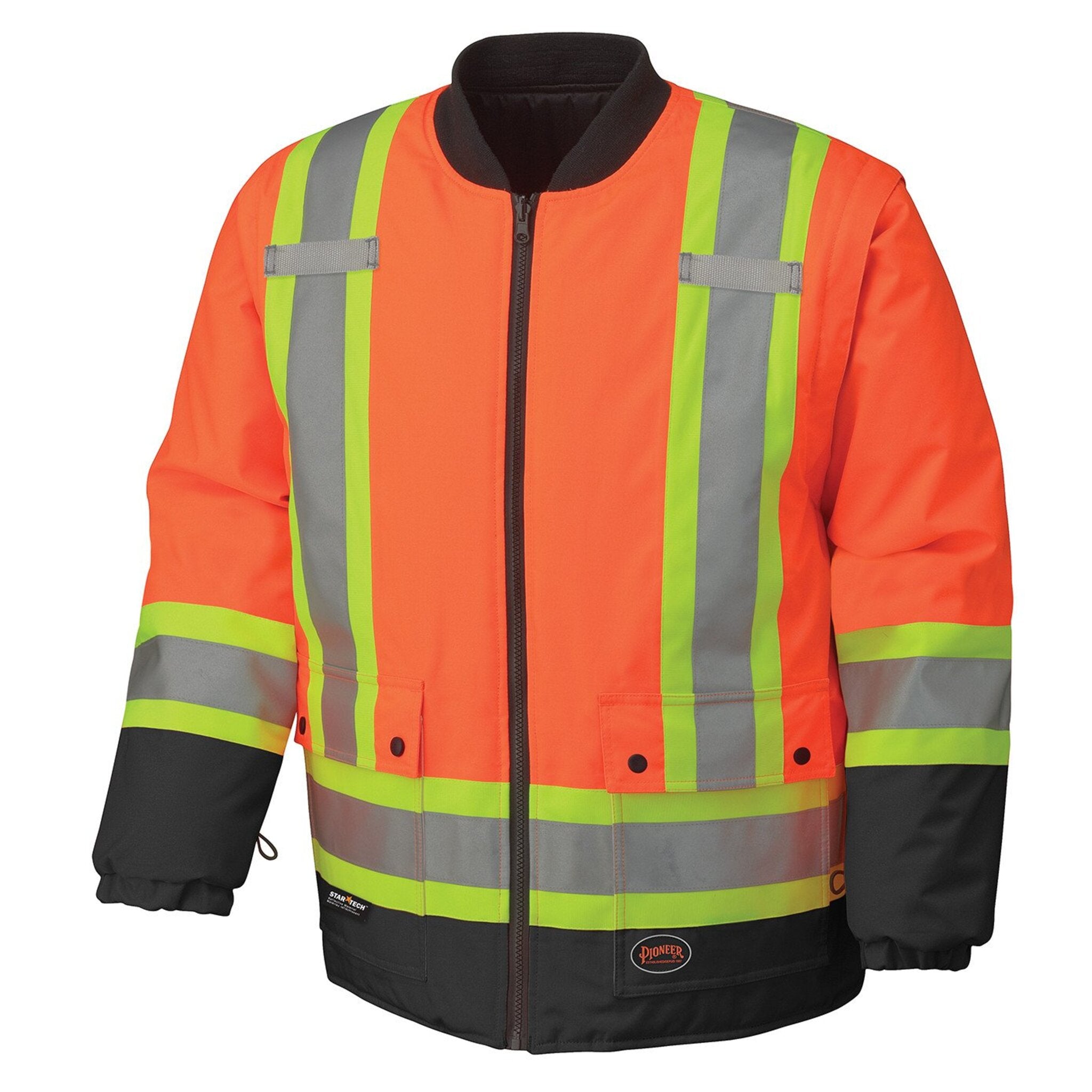 Pioneer orange hi-vis winter safety jacket front view