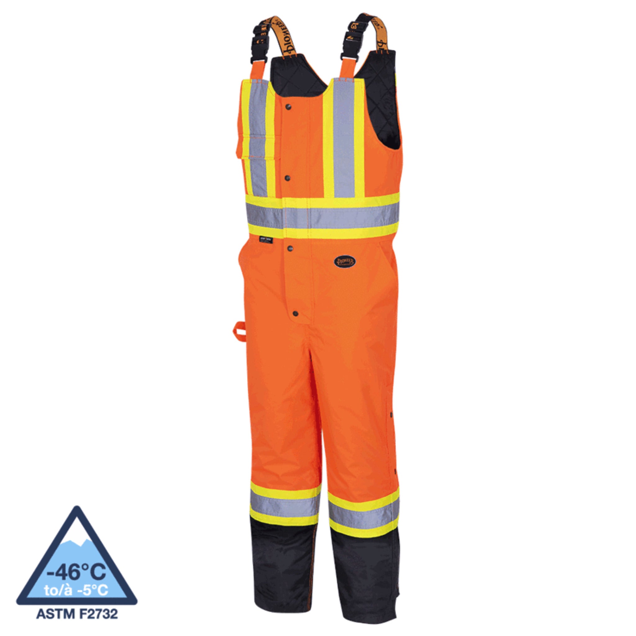 Pioneer orange hi vis waterproof insulated bib overalls reflective CSA