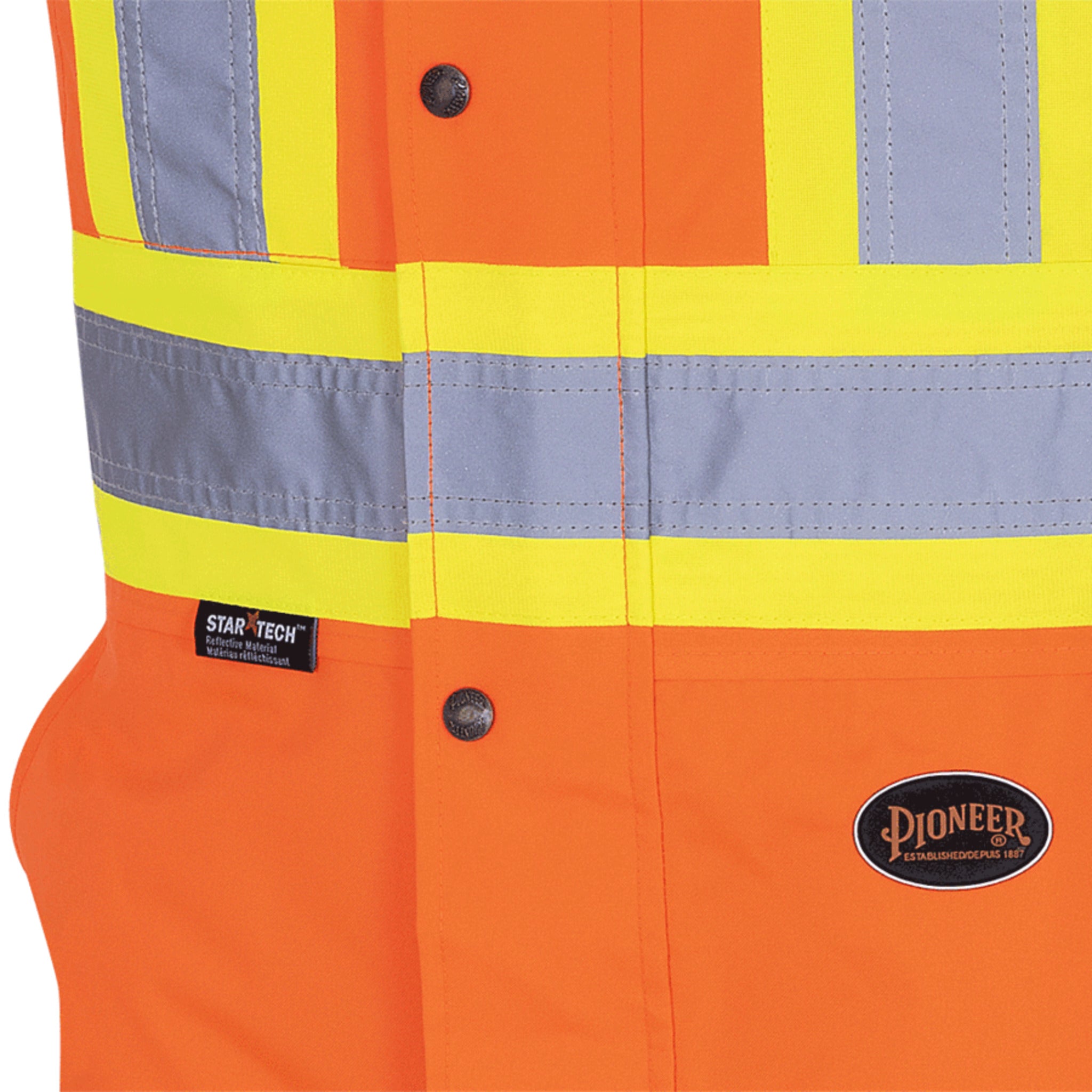 Pioneer orange hi vis waterproof insulated bib overalls reflective logo