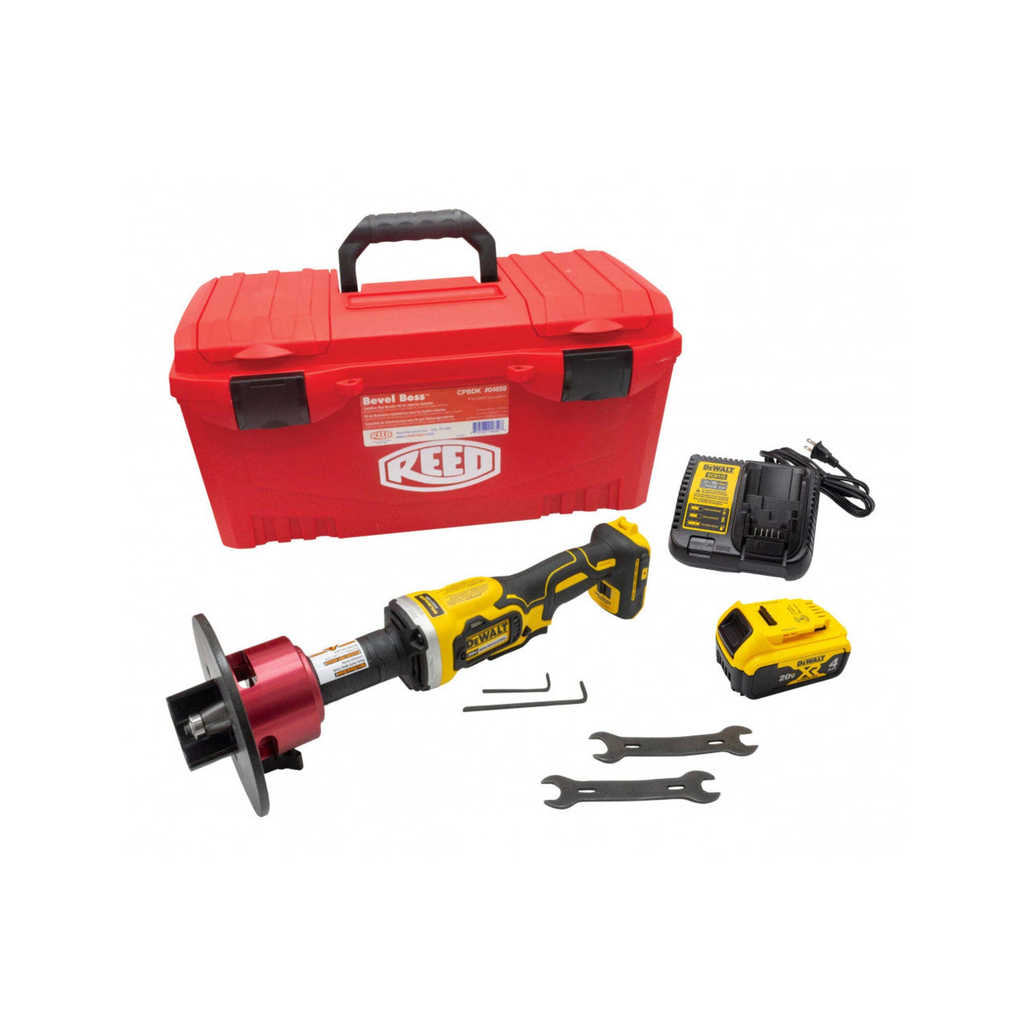 REED Bevel Boss cordless pipe beveler kit for plastic pipe