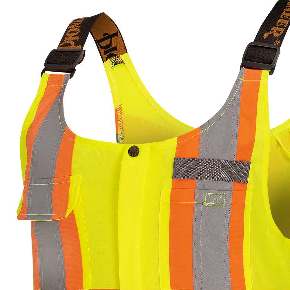 Pioneer Women's Hi Vis Traffic Safety Overalls with Startech® Reflective Tape, Moisture-Wicking Panels, 7 Pockets, Boot Access Zippers | Sizes XS-2XL