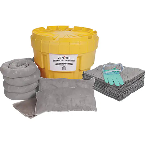 Zenith Universal Yellow Poly Drum Spill Kit - 20 Gallon Absorbency