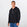 Man wearing Stanfield's 1329 heavy weight wool henley hoodie in black, front view with 3-button placket