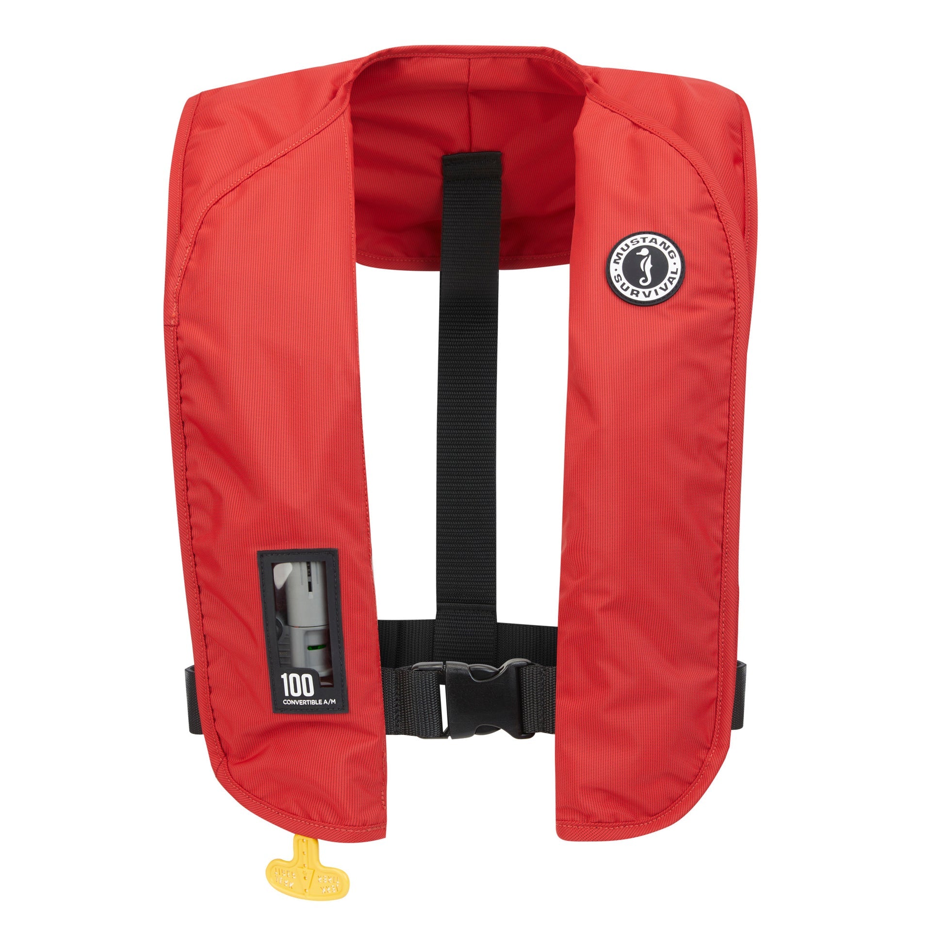 Mustang Survival MIT 100 Convertible A/M Inflatable PFD - Dual Inflation Modes, High Tenacity Nylon, Self-Righting, Zippered Pocket | Universal Fit