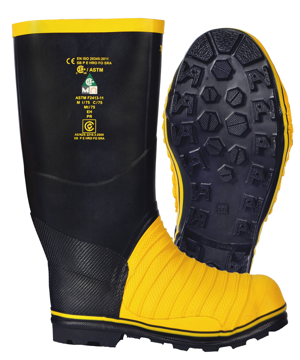 Viking® Miner 49er Tall Boots - 16" Height Chemical-Resistant Rubber, Steel Toe, Metatarsal Guard, Slip-Resistant, Shockproof, CSA/ASTM Certified