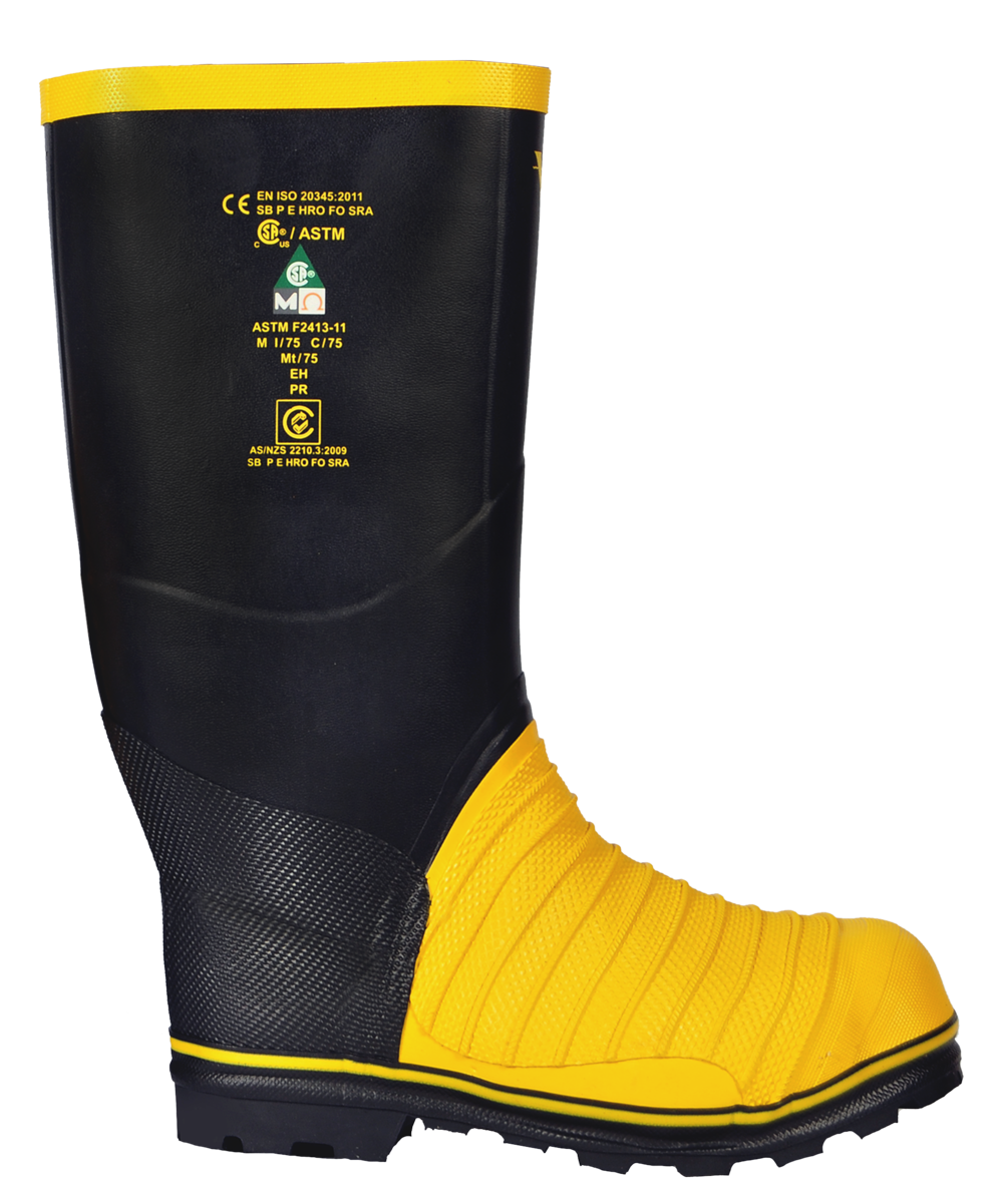 Viking® Miner 49er Tall Boots - 16" Height Chemical-Resistant Rubber, Steel Toe, Metatarsal Guard, Slip-Resistant, Shockproof, CSA/ASTM Certified