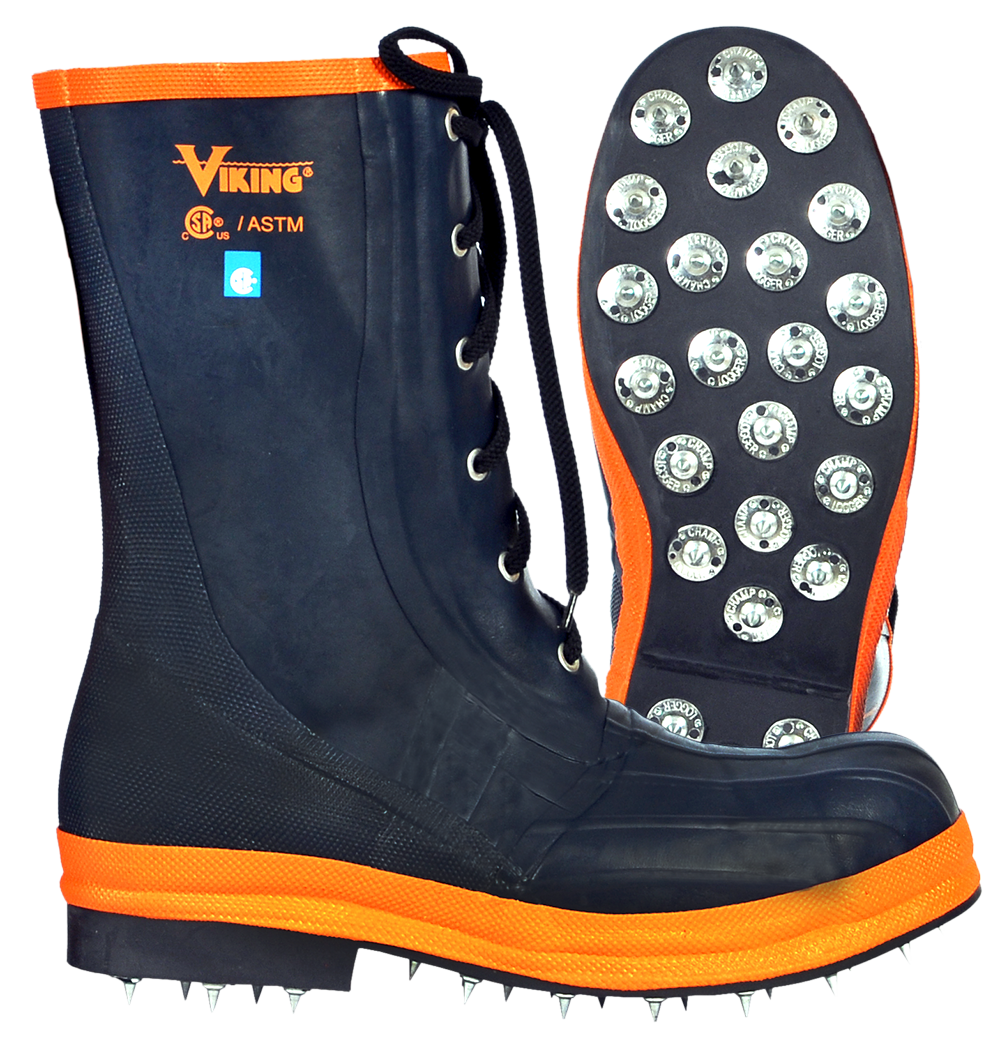 Viking® VW57 Spiked Forester® Boots with Steel Toe, SBR Rubber, Chem Resist Upper, Reinforce Heel & Caulked Sole for Loggers, Arborist, Timber Rafting