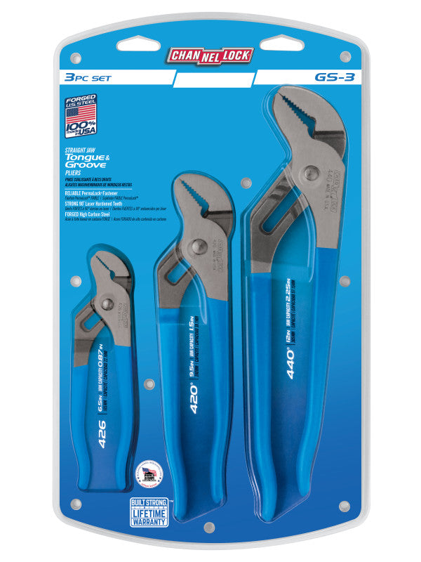 ChannelLock GS-3 Straight Jaw Tongue & Groove Plier Set - 3 Piece