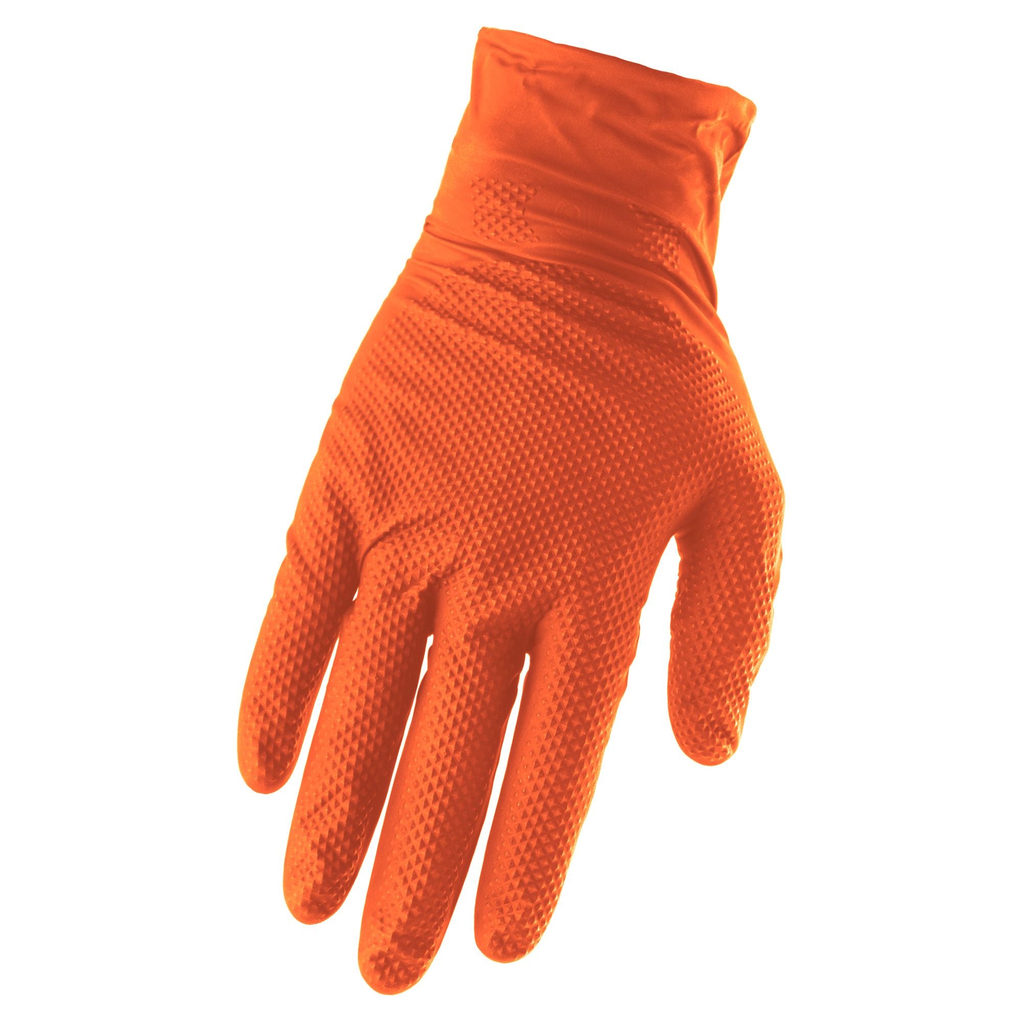 Worktuff 7-Mil Extra-Strong Orange Powder-Free Textured Disposable Nitrile Gloves