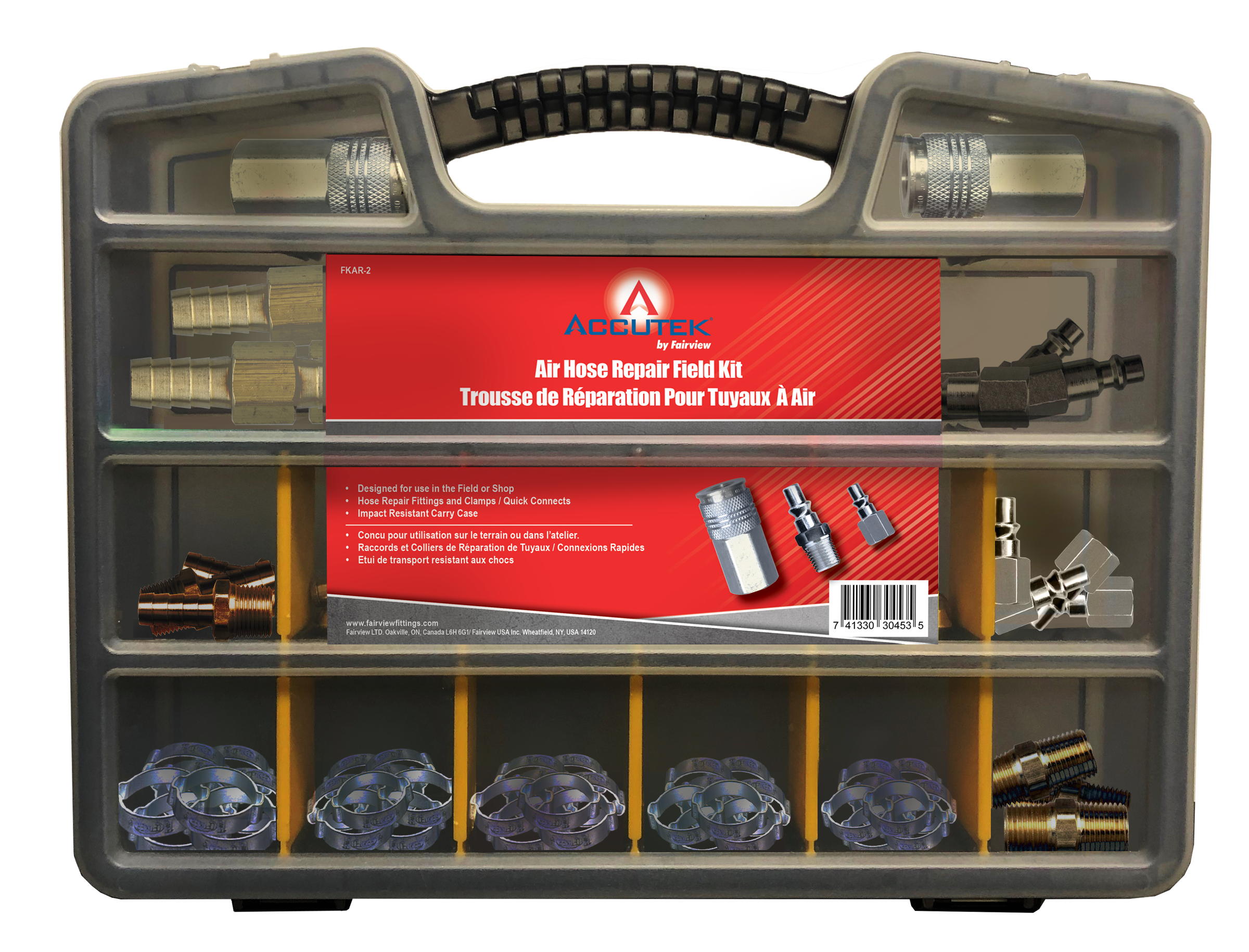 Accutek FKAR2 Professional 112-Piece Air Hose Repair Kit with Fittings, Clamps, Quick Disconnects - Essential for Efficient On-Site and Shop Repairs