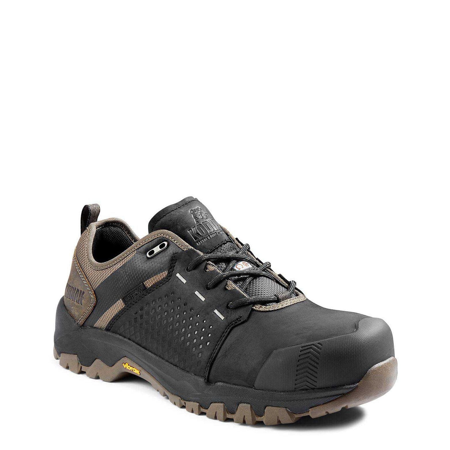Kodiak Men's Safety Work Shoe Quest Full Grain Leather Hiker Waterproof with Composite Toe and Vibram® TC4+ Outsole
