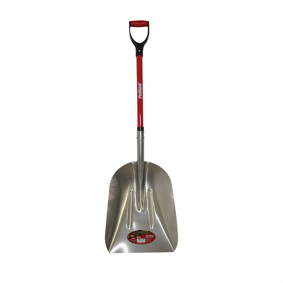 Industrial 15" Aluminum Blade Scoop Shovel | D-Grip Fiberglass Handle