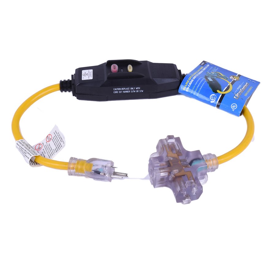 GFCI Protected Tri-Cord with LED Indicator | 12/3 Maintenance Supplies - Cleanflow