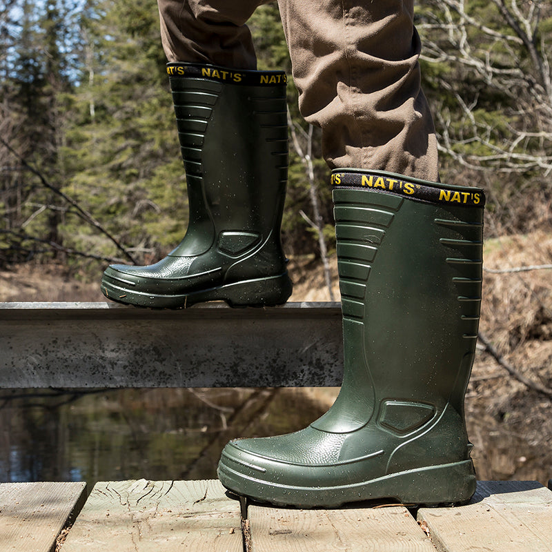 Nats Men's Rain Work Boots 1540 EVA Waterproof Ultra Light Green Sizes 7-14