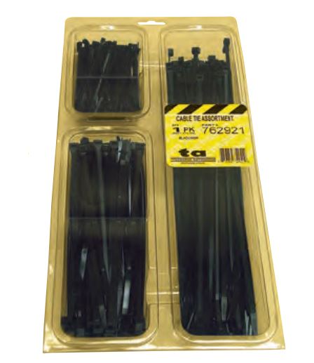 Techspan Black Cable Tie Assortment – 400 Pcs
