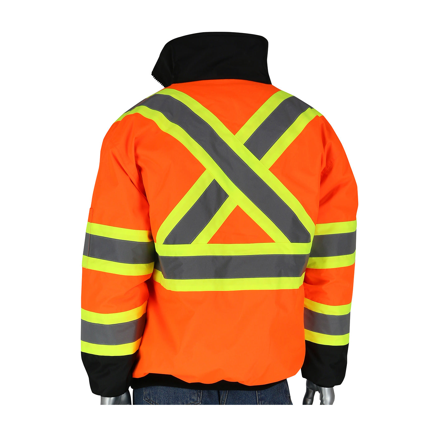 PIP® Two-Tone X-Back Black Bottom Bomber Jacket | Orange | Limited Size Selection Hi Vis Work Wear - Cleanflow