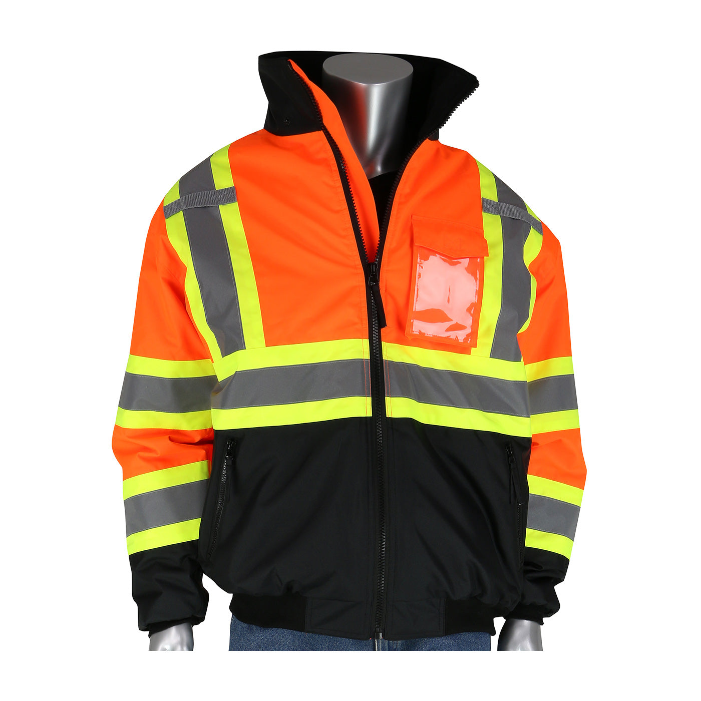 PIP® Two-Tone X-Back Black Bottom Bomber Jacket | Orange | Limited Size Selection Hi Vis Work Wear - Cleanflow