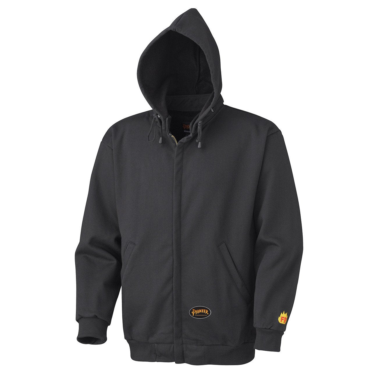 Pioneer FR/Arc Rated Zip Style Heavyweight Cotton Fleece Hoodie | Black | Sizes Small to 7XL Flame Resistant Work Wear - Cleanflow