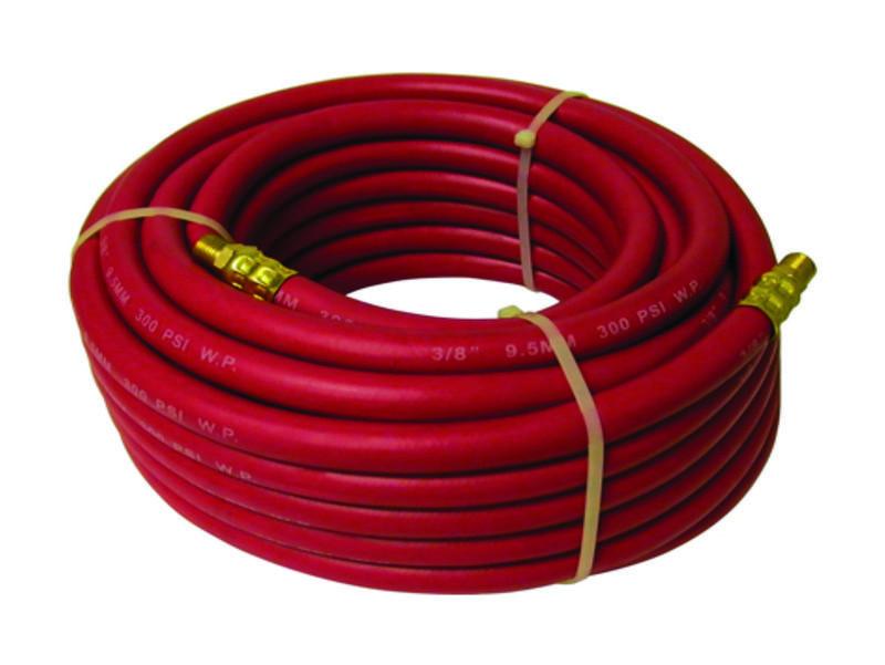 3/8" Red Rubber Air Hose Assemblies | 1/4" MPT Fittings Facility Equipment - Cleanflow