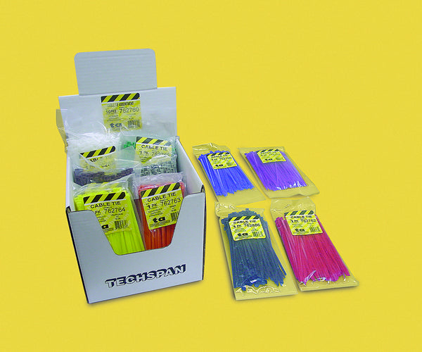 Techspan Colored Cable Tie Assortment – 1000 Pcs
