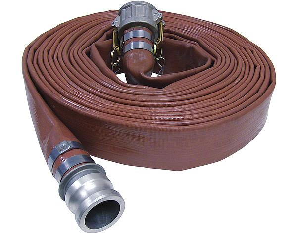 Brown PVC Layflat Discharge Hose Assemblies (w/ Male X Female Camlocks) Hose and Fittings - Cleanflow
