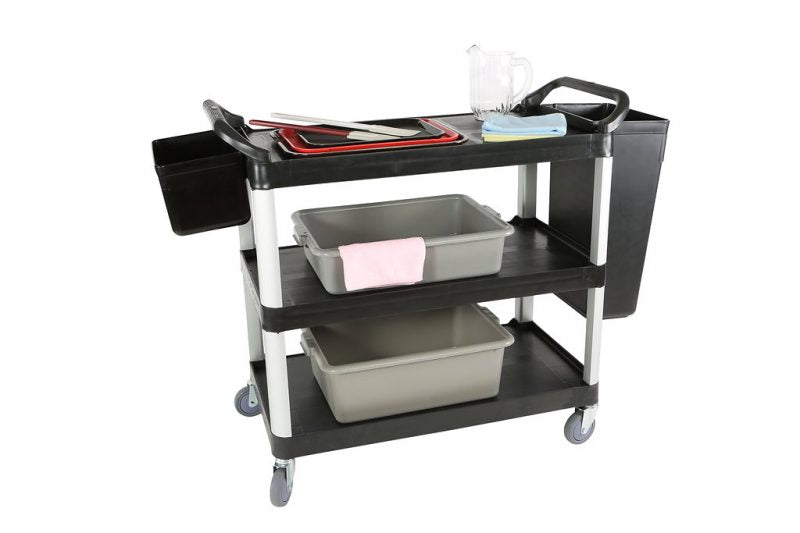 Black Sturdy Utility Carts Janitorial Supplies - Cleanflow