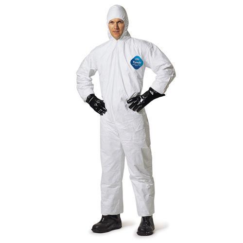 DuPont Tyvek Disposable Protective Coveralls w/ Elastic Wrists, Ankles and Hood Work Wear - Cleanflow