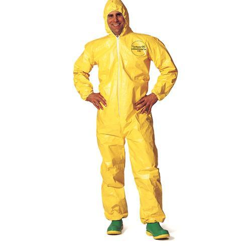 DuPont Tychem 2000 Chemical Splash Disposable Coveralls w/ Elastic Wrists, Ankles and Hood Work Wear - Cleanflow
