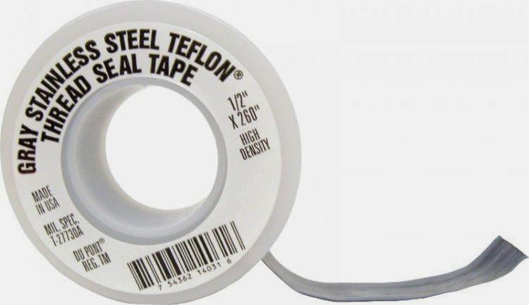 Gray Stainless Steel Thread Seal Teflon Tape Fittings and Valves - Cleanflow