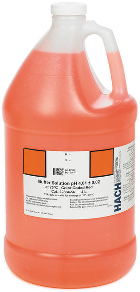 Hach 2283456 Buffer Solution, pH 4.01 | color-coded red, 4L Standard Solutions and Buffers - Cleanflow