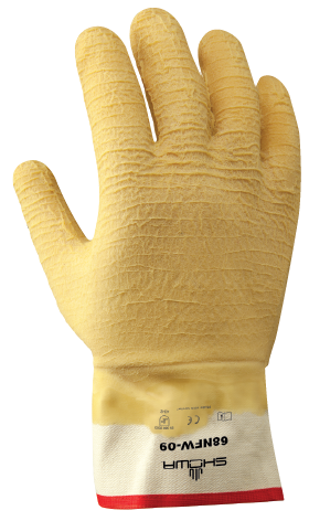 Showa 68NFW Cut Resistant Natural Rubber Glove with Kevlar Liner (Cut Level 3) - Pack of 6 Pairs Work Gloves and Hats - Cleanflow