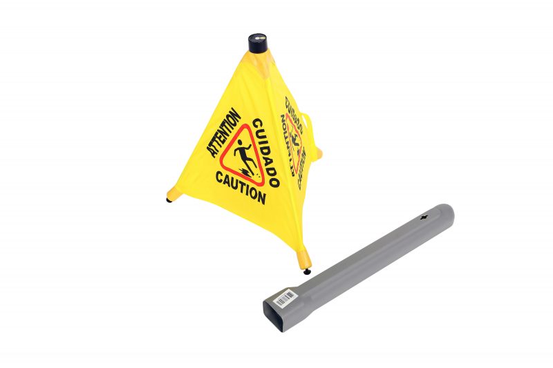Yellow Pop-Up Safety Cone with Storage Tube Janitorial Supplies - Cleanflow