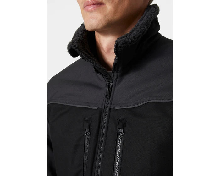 Helly Hansen Men's Work Jacket 77041 Oxford Pile Fleece Lined Reflective Details Black Sizes S-4XL
