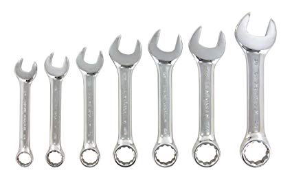 SAE Stubby Combination Wrench Set - 7 Piece Mechanic Tools - Cleanflow