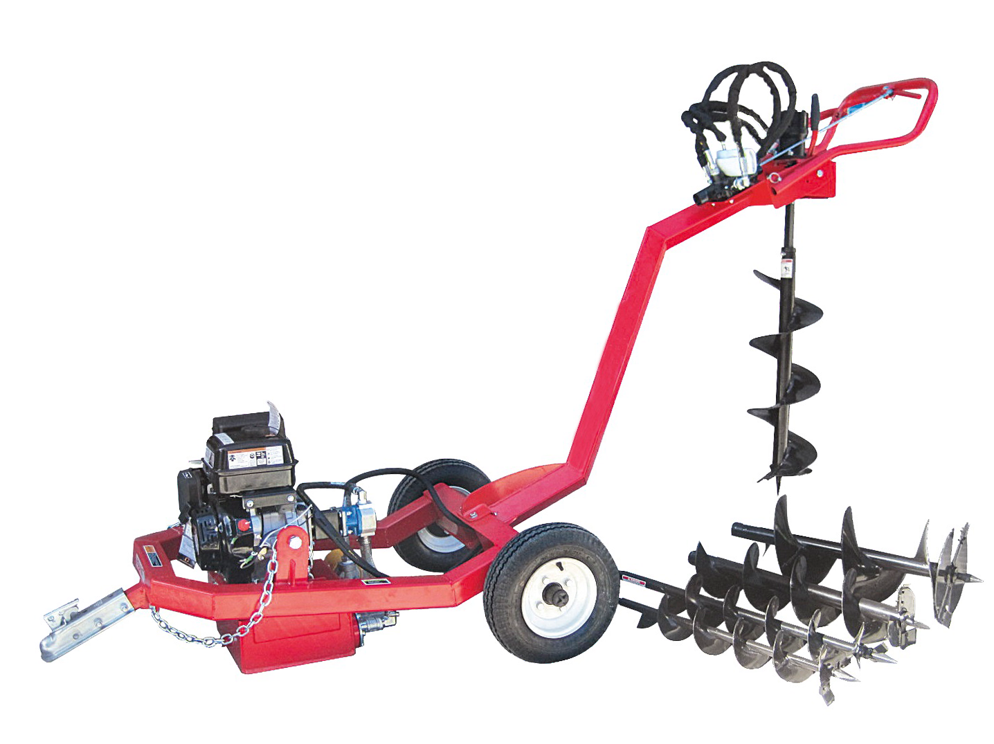 REX 9 HP Hydraulic Post Hole Digger with Variable Tilt, 5 Auger Bits (5"-12"), 3600 in-lbs Torque, 84" Max Depth, 9HP Loncin Engine, EPA Certified