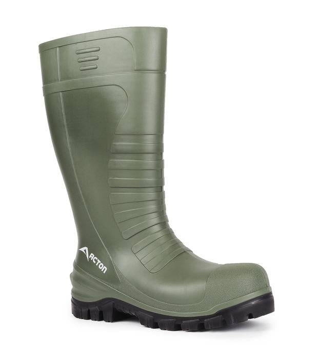 Acton Men's Rain Boots Track 4x4 Lightweight PU Waterproof with Full Traction Sole and Breathable Lining | Sizes 3-15