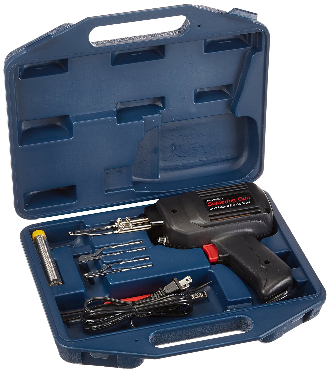120V Dual Heat Soldering Gun Kit 150W/230W - 8 Piece Maintenance Supplies - Cleanflow