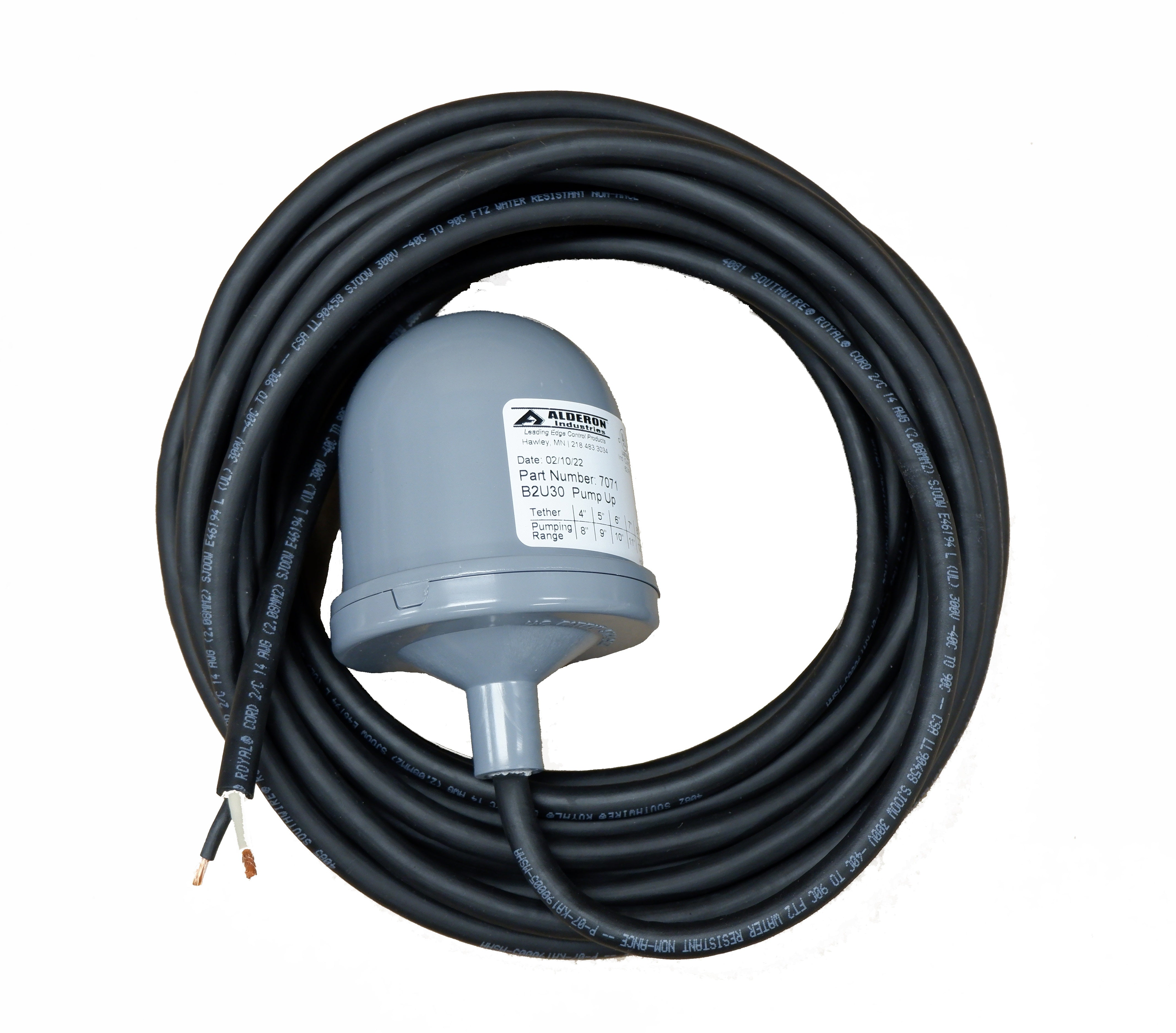 Alderon Altra 120/230V 3 wire Wide Angle Bare Leads Pump Switch