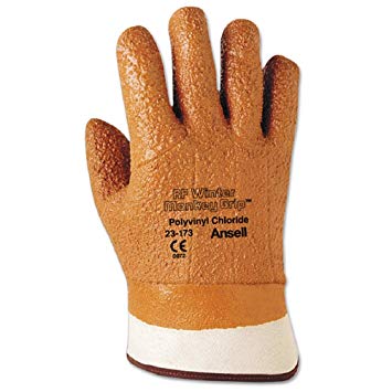 Ansell 23-173 Winter Monkey Grip Textured PVC Coated Gloves Work Gloves and Hats - Cleanflow