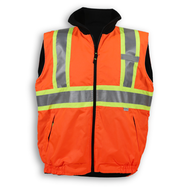 Big K Men's Surveyor Reversible Safety Vest with Fleece Lining