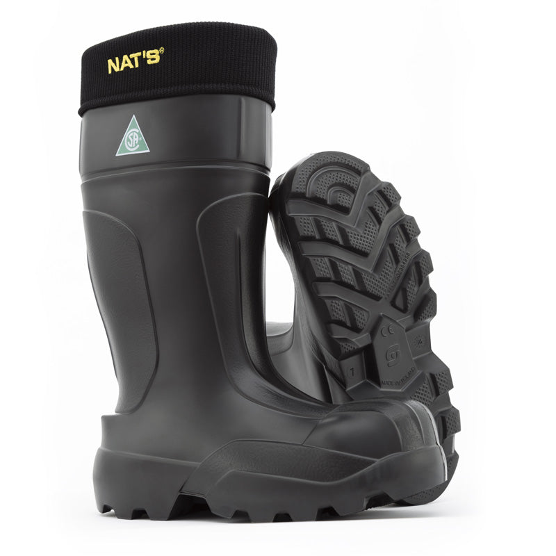 Nat's 1595 Ultra Light Steel Toe Men's EVA Winter Safety Work Boot w/ Removable Liner | Black | Sizes 7 to 14 Work Boots - Cleanflow