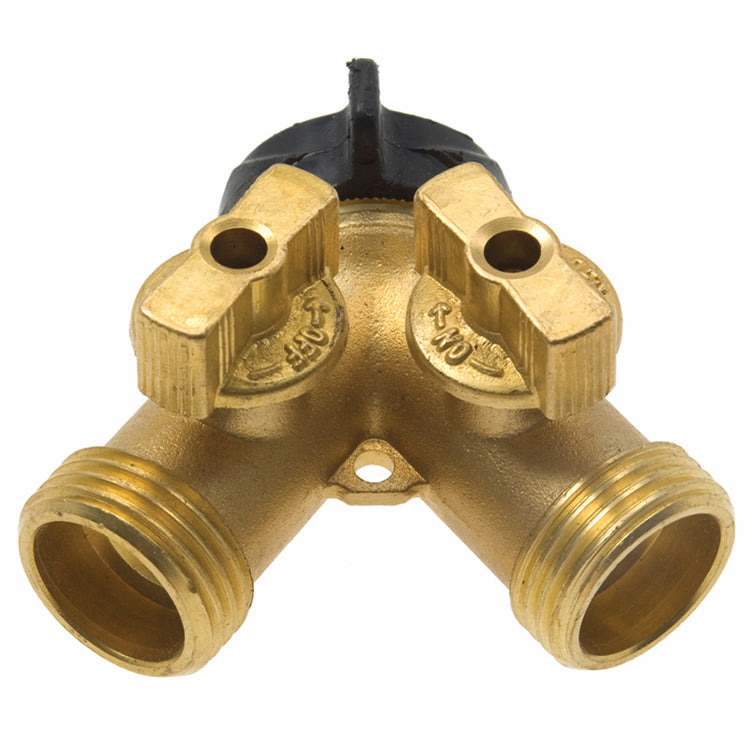 Gilmour Forged Brass Garden Hose Y-Connector with Valves Hose and Fittings - Cleanflow