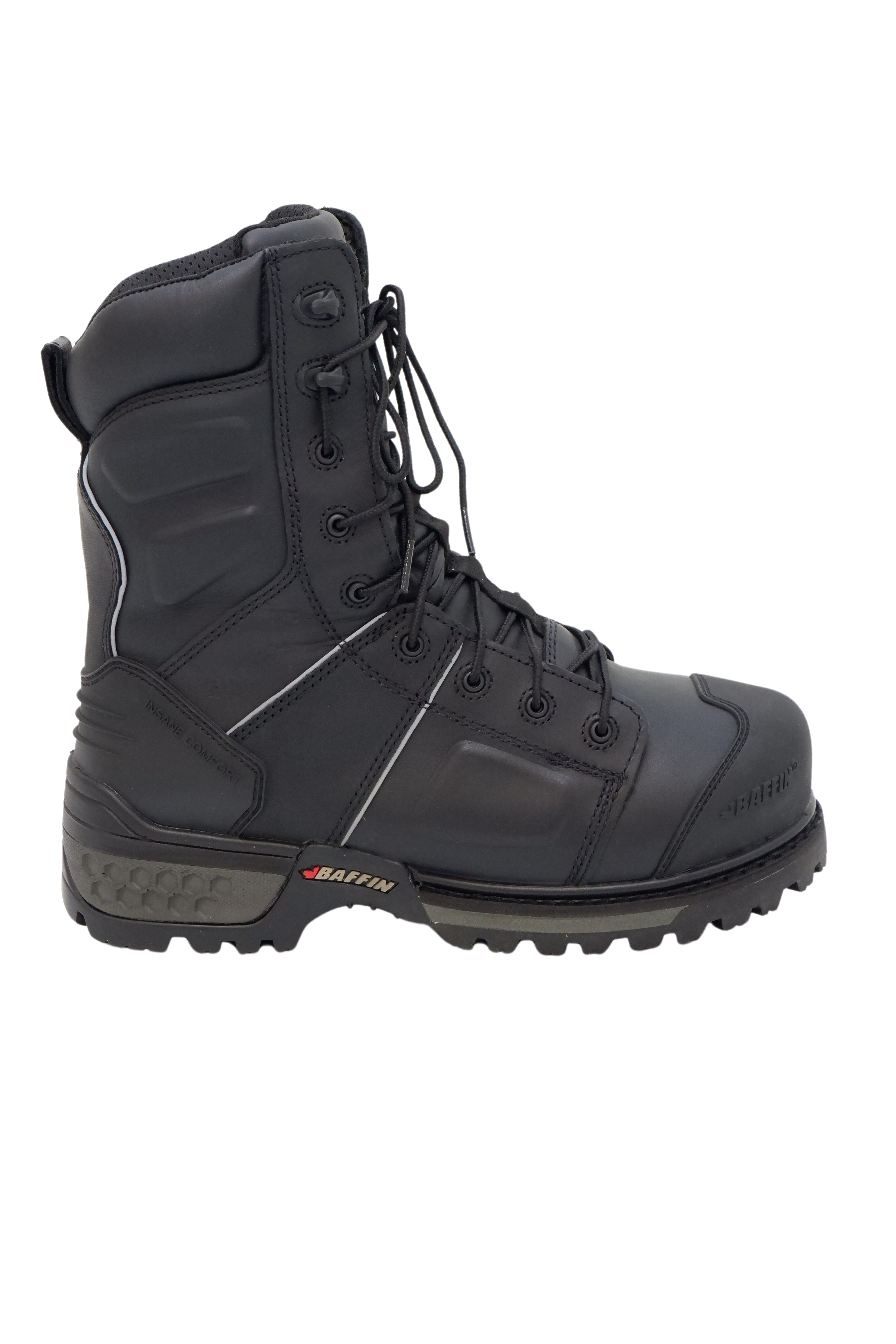 Baffin Men's Safety Work Boots Monster Internal Metguard 8” All Season Leather Waterproof Extreme Comfort with Composite Toe  | Black | Sizes 7 - 14