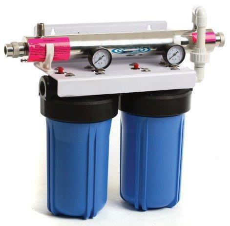 DuPlex 4.5" OD Big Blue Water Filter Housing with UV Disinfection | 10" Commercial Water Filters and UV Parts - Cleanflow